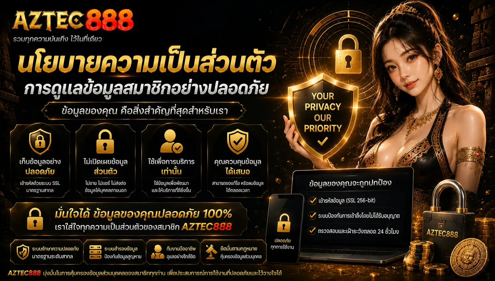 นโยบายความเป็นส่วนตัว aztec888 การดูแลข้อมูลสมาชิกอย่างปลอดภัย