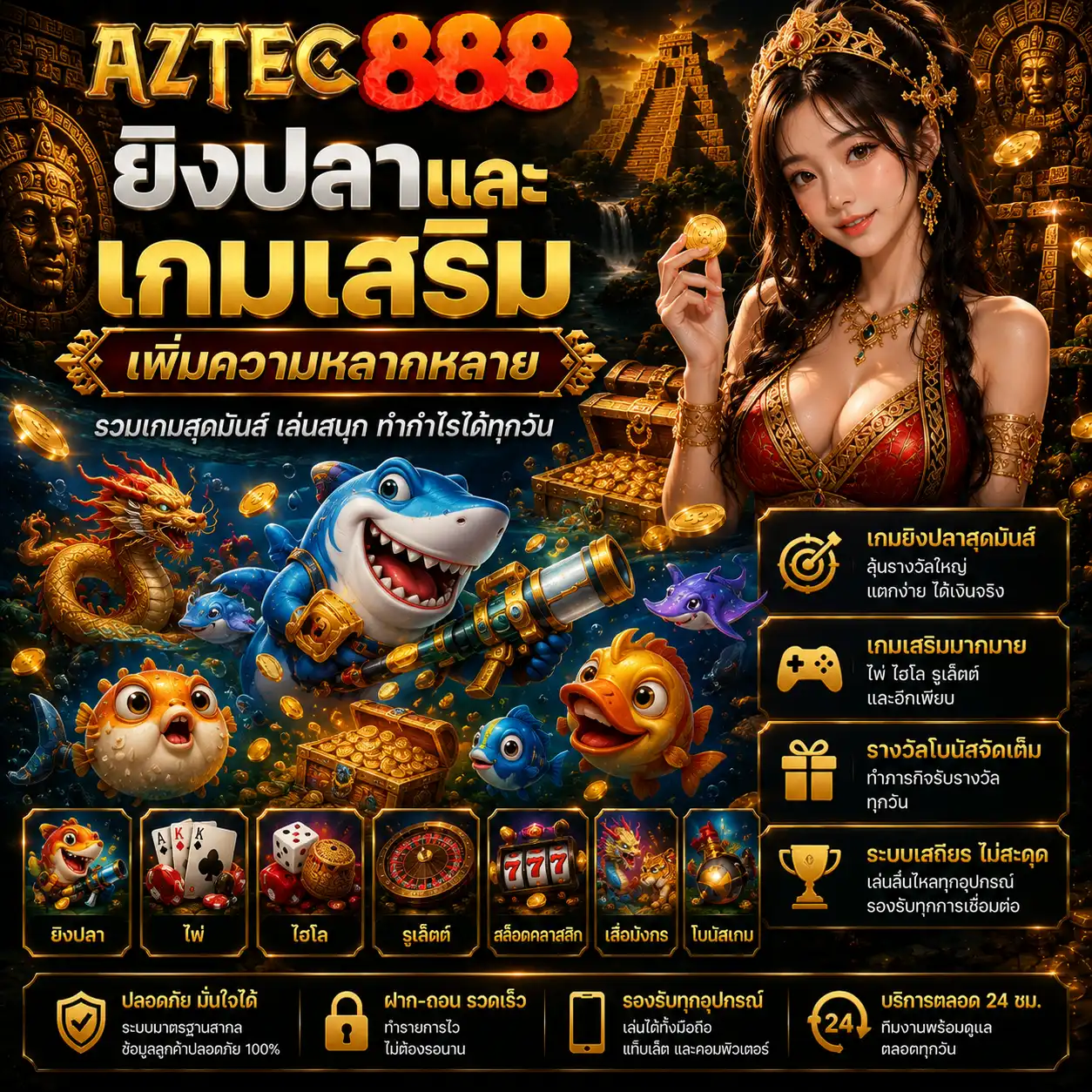 ยิงปลาและเกมเสริม เพิ่มความหลากหลาย
